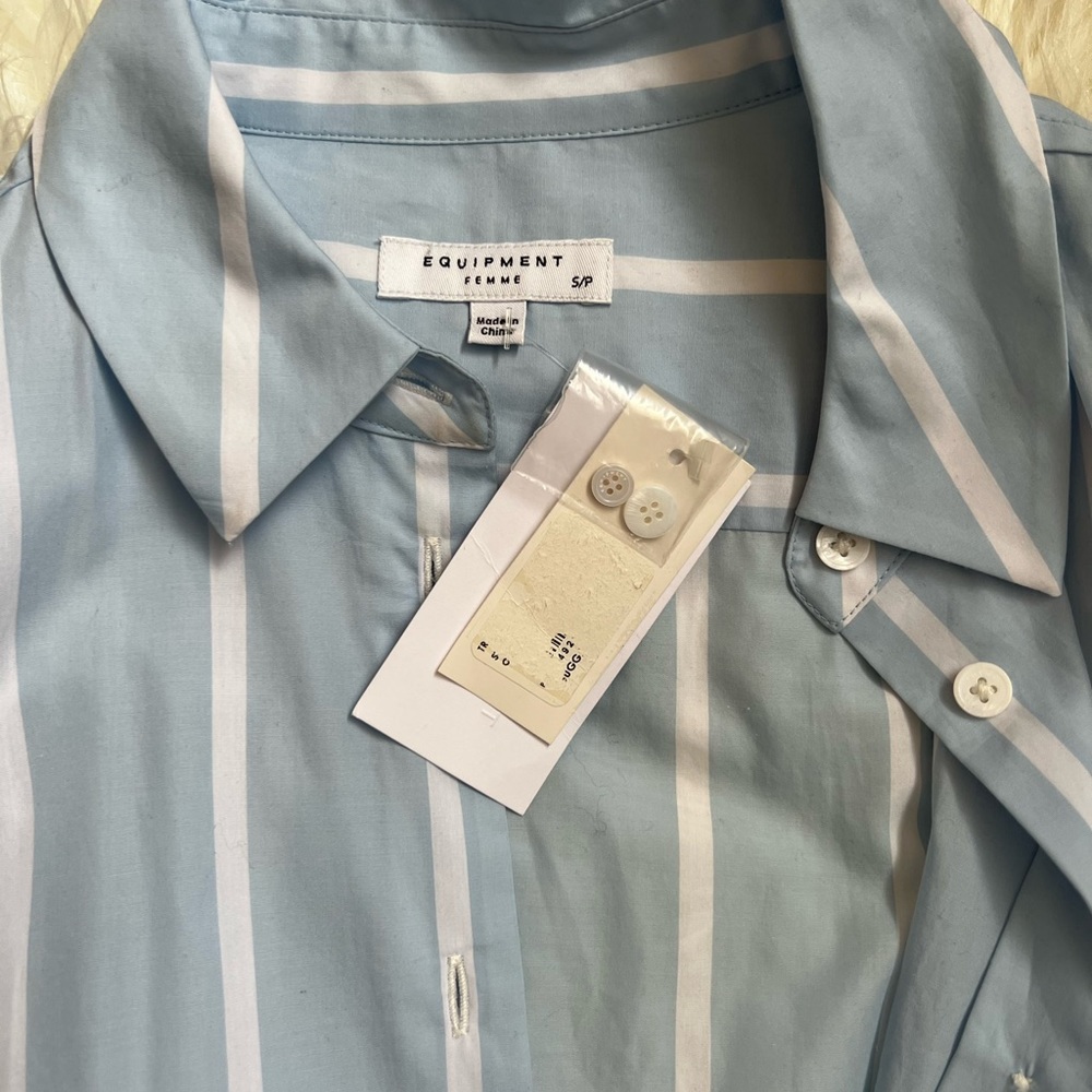NWT Equipment Striped blue and white drop waist shirt dress size S - Picture 11 of 16